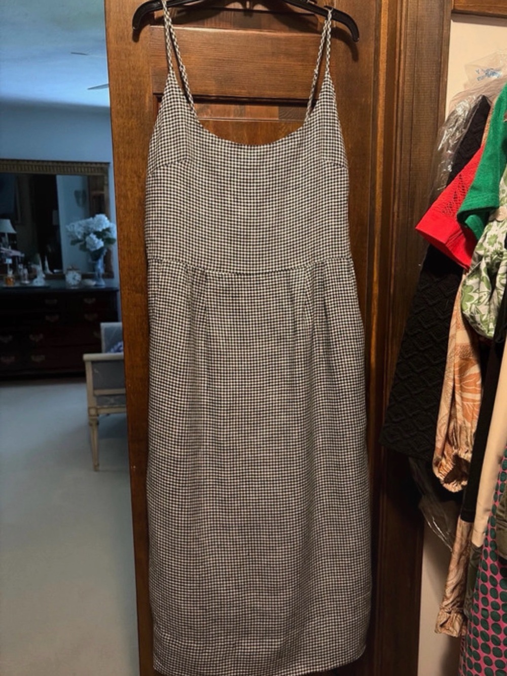 Quince Linen Black and White Gingham Midi Dress